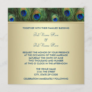 Invitation Mariage Royal Indien Paon Émeraude Vert Or
