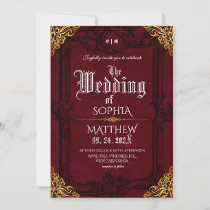 Invitation Mariage Royal Médiéval Fantastique en Bourgogne Or