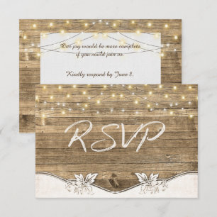 Invitation mariage RSVP- bois et lumières brillantes