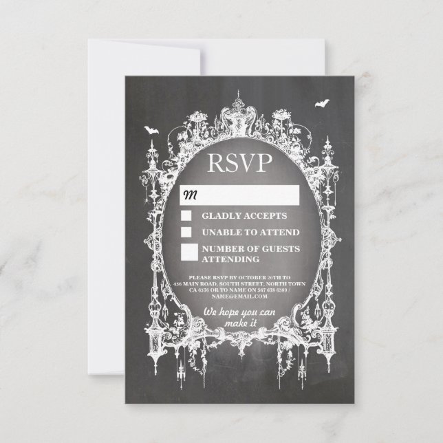 Invitation Mariage RSVP cadre gothique Rustique Halloween Car (Devant)