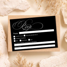 Mariage rsvp chic en calligraphie noire blanche