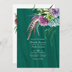 Invitation Mariage RSVP du code QR de la Bohème Succulente My
