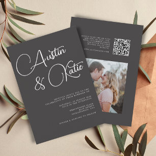 Invitation Mariage RSVP noir et blanc de script surdimensionn