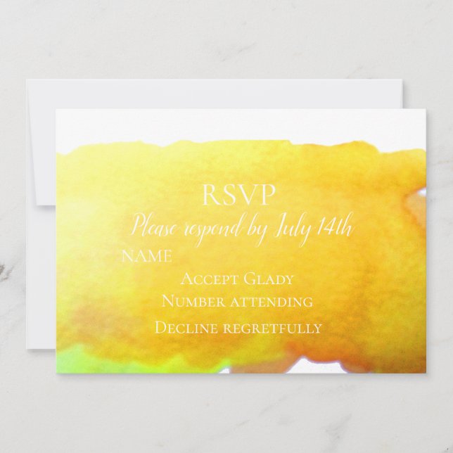 Invitation Mariage RSVP plage de sable jaune moderne aquarell (Devant)