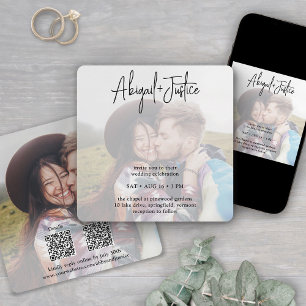 Invitation Mariage RSVP QR tout-en-un simple 2 superposition 