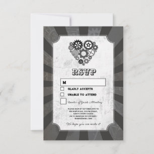 Invitation Mariage RSVP Steampunk Coeurs Mariages Coeurs Cogs