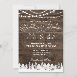 Invitation Mariage Russe Bois Noël d'hiver