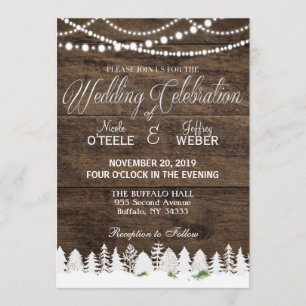 Invitation Mariage Russe Bois Noël d'hiver