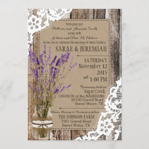 Invitation Mariage Russe de dentelle de bois de lavande