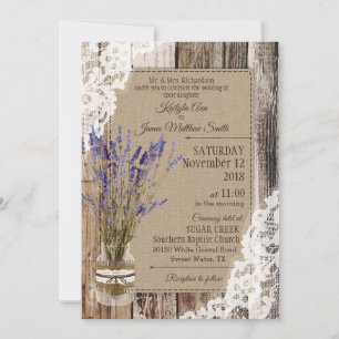 Invitation Mariage Russe de dentelle de bois de lavande