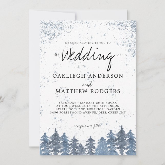Invitation Mariage Russe de la forêt d'hiver de neige (Devant)