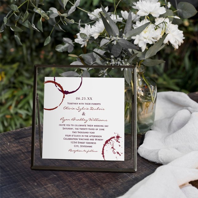 Invitation Mariage Rustic Dark Red Wine Stain (Créateur téléchargé)