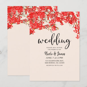 Invitation Mariage Rustic Red Berries Berry Tree Branches