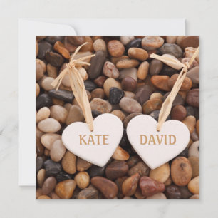 Invitation Mariage Rustic Riverside Beach Sea Side Pebbles