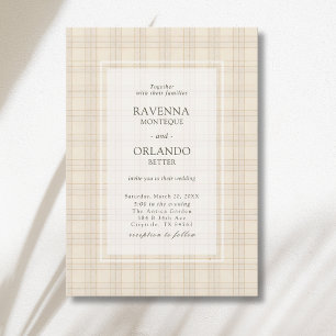 Invitation Mariage rustique à carreaux marron classique Cappu