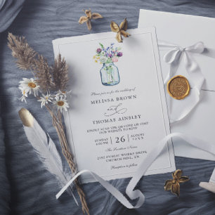 Invitation Mariage rustique à petit budget avec code QR et po