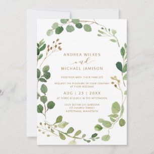 Invitation Mariage Rustique Aquarelle Eucalyptus Verdure Bois