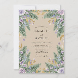 Invitation Mariage Rustique au Pin Aquarelle Lavande