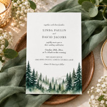 Mariage rustique aux arbres de pin aquarelle vert