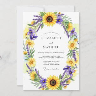 Invitation Mariage Rustique aux Fleurs Jaunes