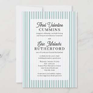 Invitation Mariage rustique avec rayure sarcelle - les parent