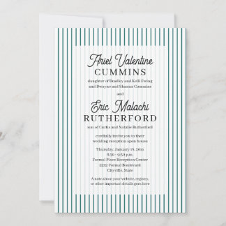 Invitation Mariage rustique avec rayure sarcelle - les parent