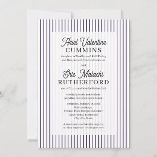 Invitation Mariage rustique avec rayure violette : les parent