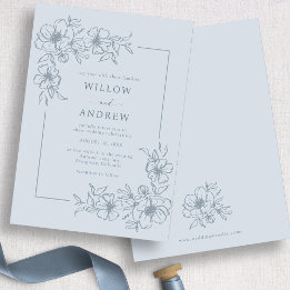 Invitation Mariage Rustique Bleu Poussiéreux