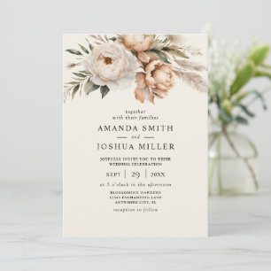 Invitation Mariage Rustique Bohème avec Fleurs Séchées et Her