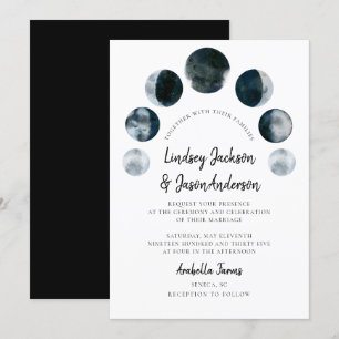 Invitation Mariage rustique bohème céleste de la Lune noire