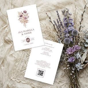 Invitation Mariage rustique boho botanique posy mauve TLW26