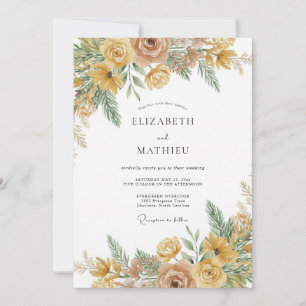 Invitation Mariage rustique botanique Ochre Rose