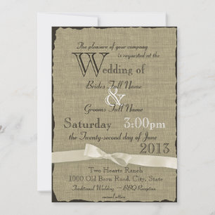 Invitation Mariage rustique Burlap et Bows