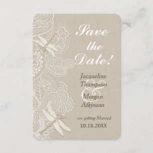Invitation Mariage Rustique Burlap et Dentelle Enregistrez la