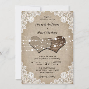Invitation Mariage Rustique Burlap Lace