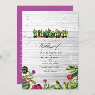 Invitation Mariage rustique Cactus Succulents