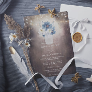 Invitation Mariage Rustique Campagnard à Budget Code QR Mason