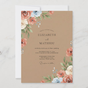 Invitation Mariage rustique charmant en terre cuite