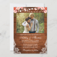 Mariage rustique Coral Floral Lumières en bois den