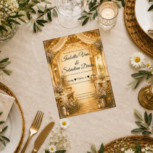 Invitation Mariage rustique dans une grange intérieure