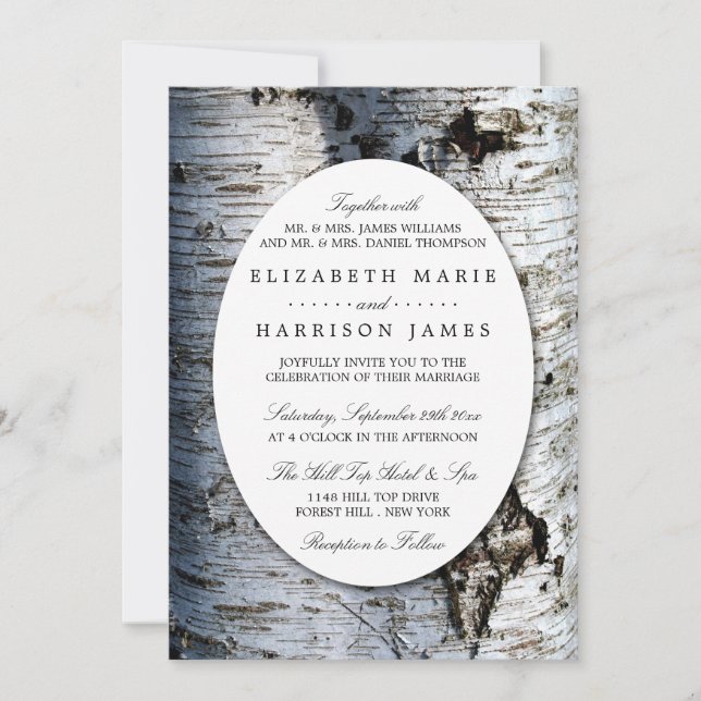 Invitation Mariage rustique de Birch Tree (Devant)