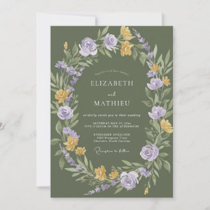 Invitation Mariage rustique de campagne vert sauge