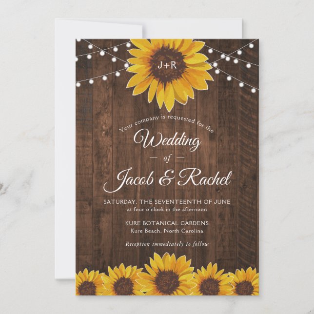Invitation Mariage Rustique de chaîne de tournesol (Devant)