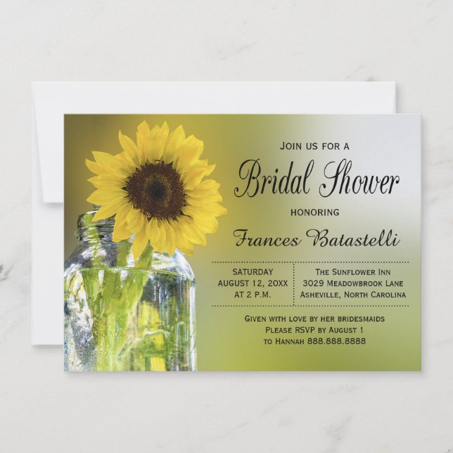 Invitation Mariage rustique de Fête de la mariée de pot de (Devant)