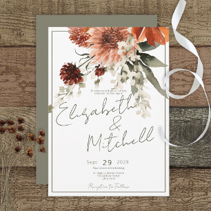Invitation Mariage Rustique de fleurs de rouille en terre cui
