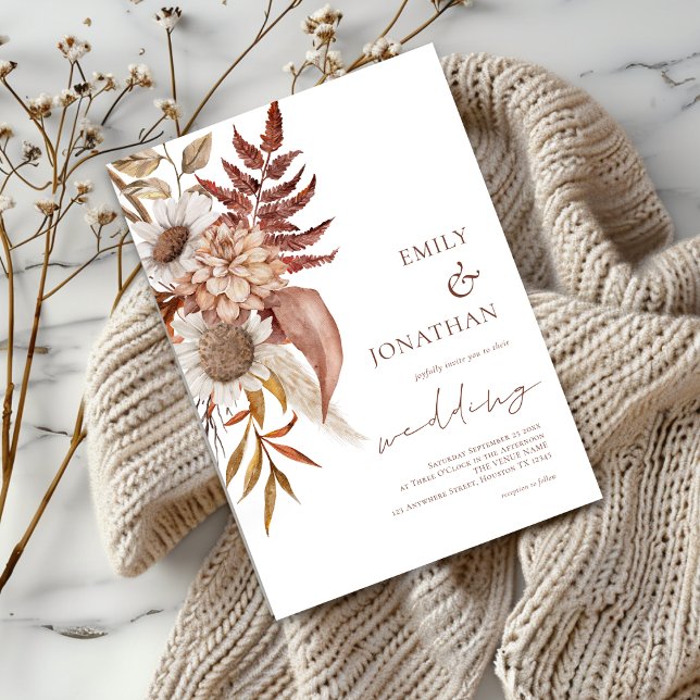 Invitation Mariage Rustique de fleurs en terre cuite (Créateur téléchargé)