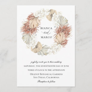 Invitation Mariage rustique de guirlande de paume