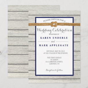 Invitation Mariage rustique de la corde de quai