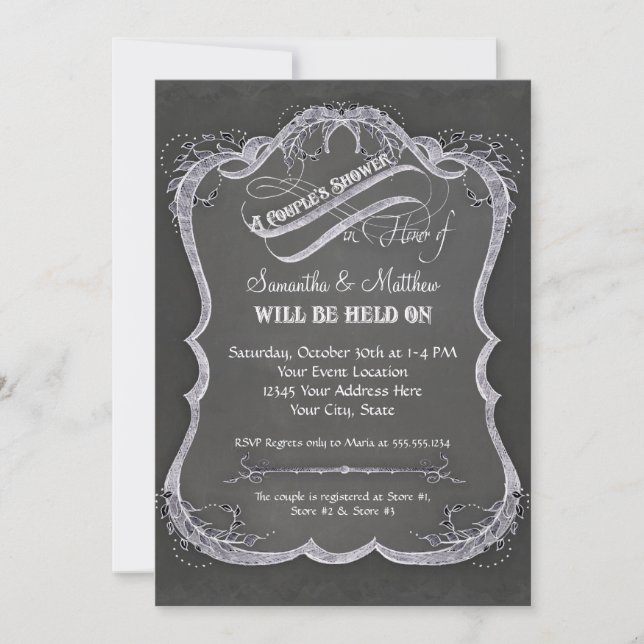 Invitation Mariage rustique de la feuille typographique (Devant)