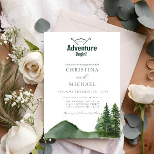 Invitation Mariage Rustique de la forêt de montagne de bois